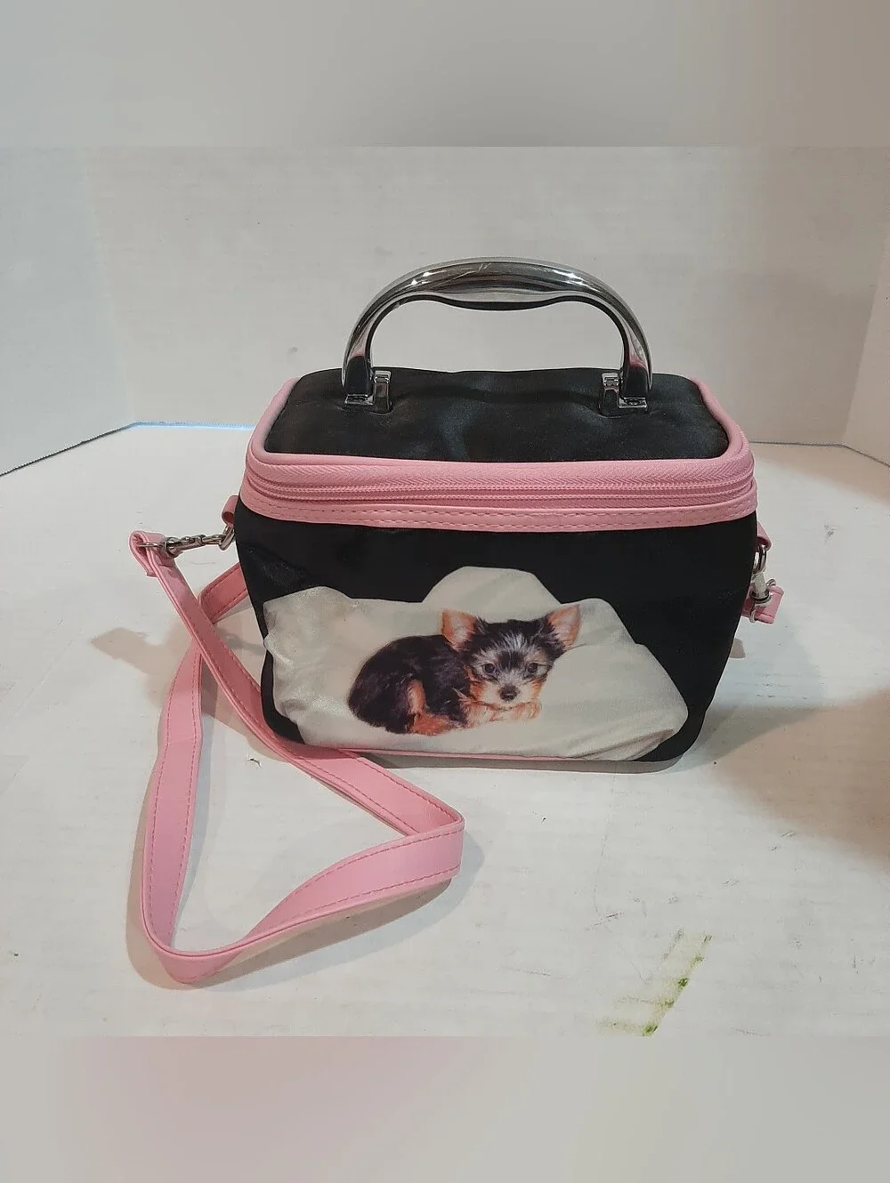 Yorkshire Terrier Cosmetics Makeup Train Case With Shoulder Strap